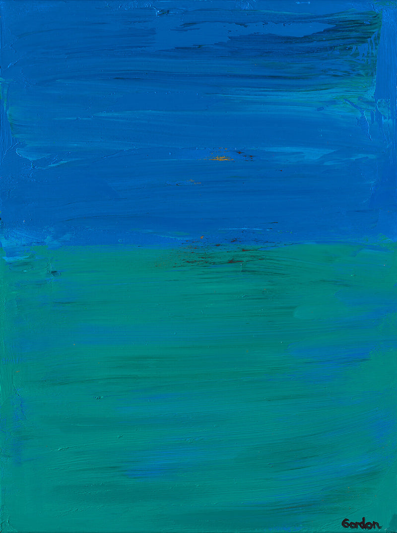 Horizons over land and sea. Blue and green horizontal overlapping colours on structured base.